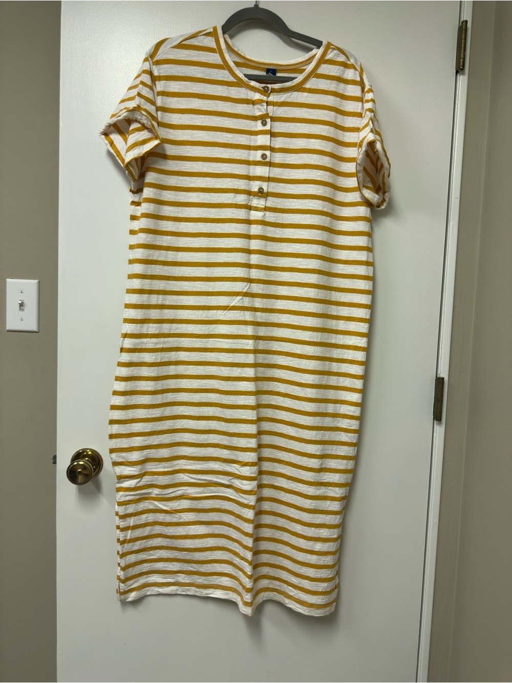 Old Navy Yellow and White Striped Short-Sleeve